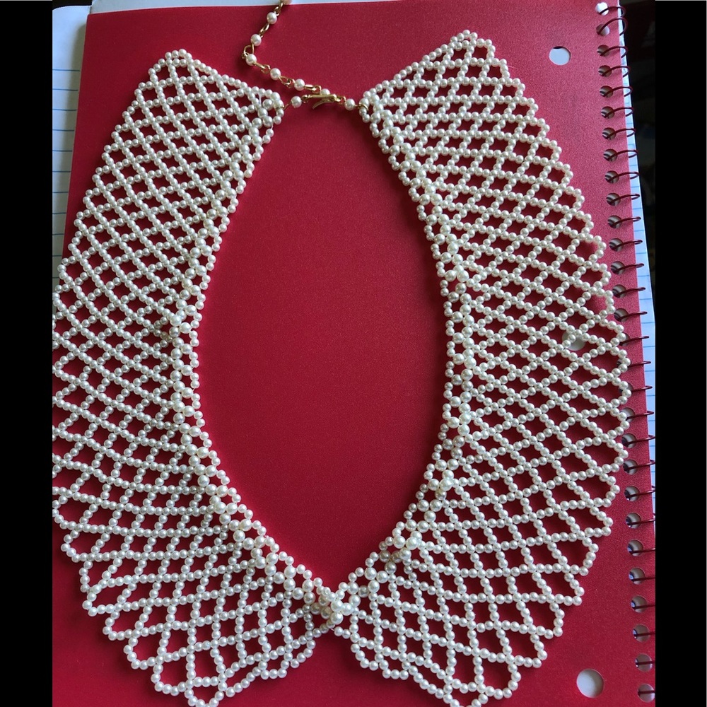 Vintage Off White Beaded Collar Necklace